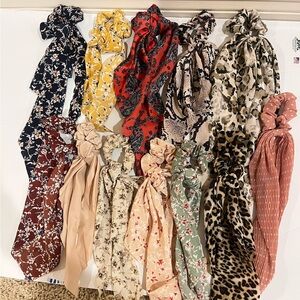 Floral and Animal Print Hair Scrunchies Set